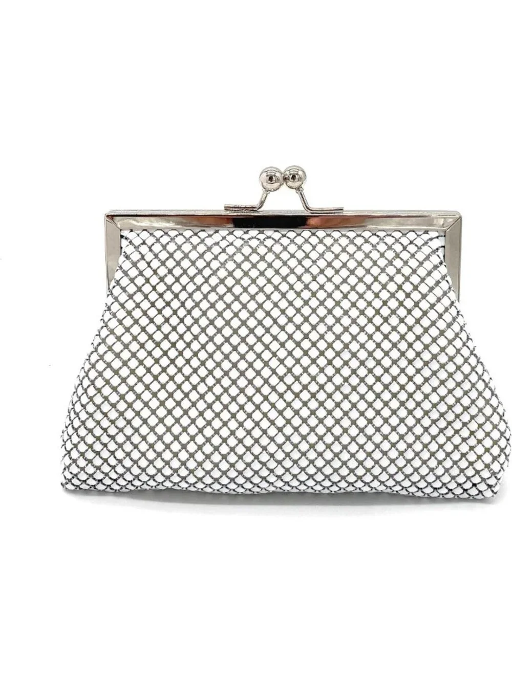 Vintage Metal Mesh Clutch Purse – Retro Mini Evening Bag with Chain Strap for